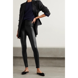 Faux stretch-leather leggings